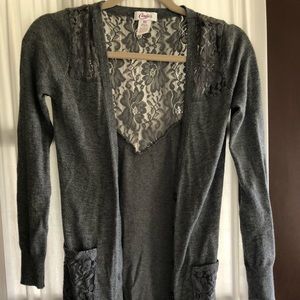 Laced grey cardigan